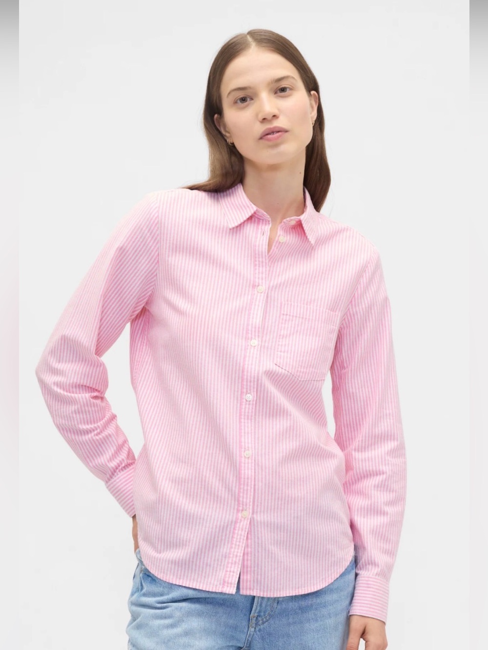 Gap Pink Stripe Classic Button-Down Shirt Size S